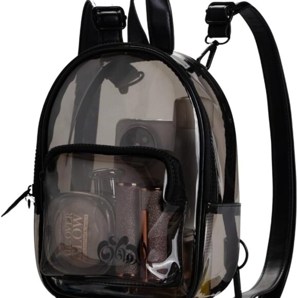 Black Clear Anti-Theft Mini Backpack with Convertible Straps for Raves & Stadium - Picture 1 of 8